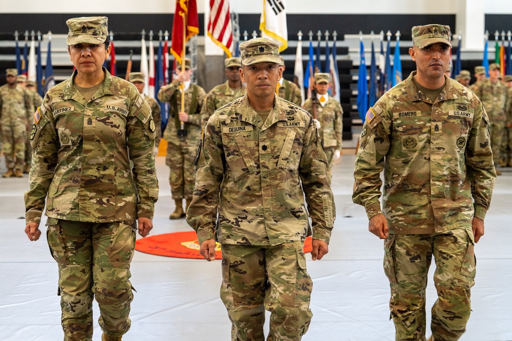 The 25th Transportation Battalion proudly welcomed Command Sgt. Maj. Melvin L. Romero as its new Senior Enlisted Advisor during a Change of Responsibility Ceremony at Camp Carroll on Oct. 1
