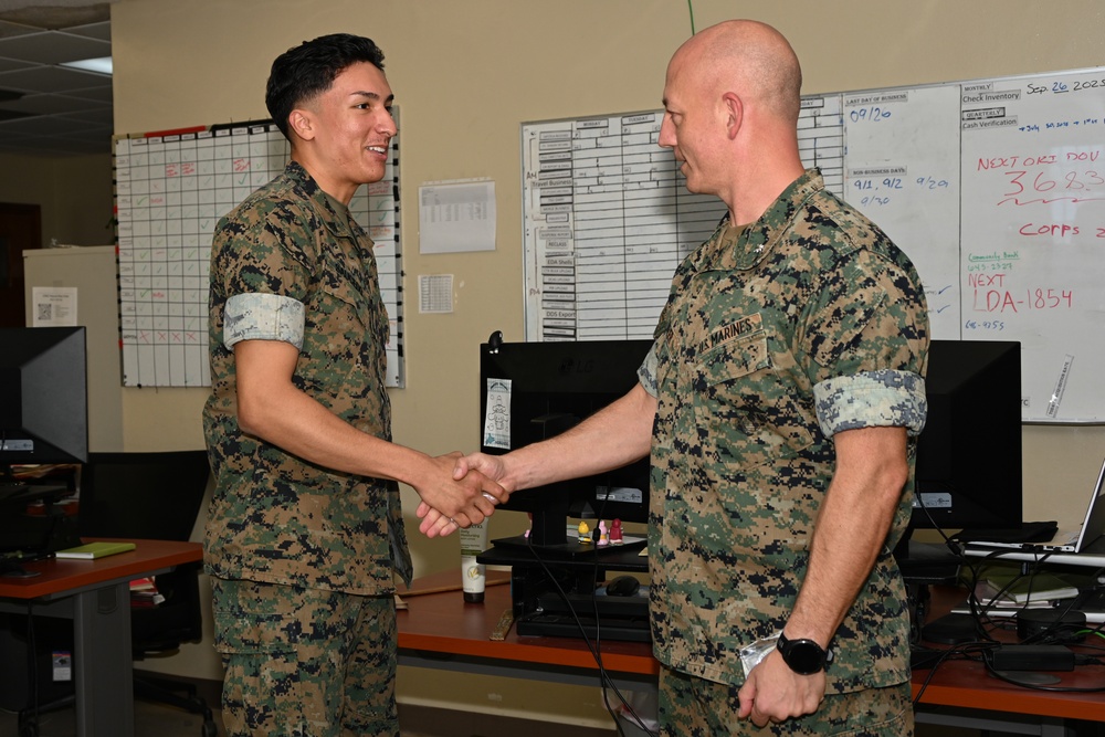 U.S. Marines With Regional Disbursing Office-Pacific Awarded Coins From III MEF