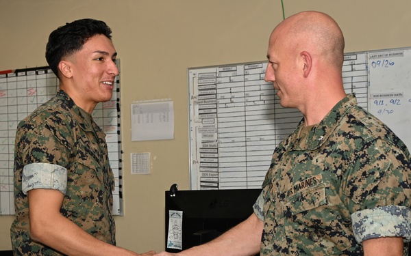 U.S. Marines With Regional Disbursing Office-Pacific Awarded Coins From III MEF