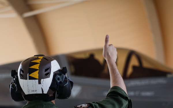 U.S. Marines with VMFA-542 conduct flight operations in the CENTCOM area of operation