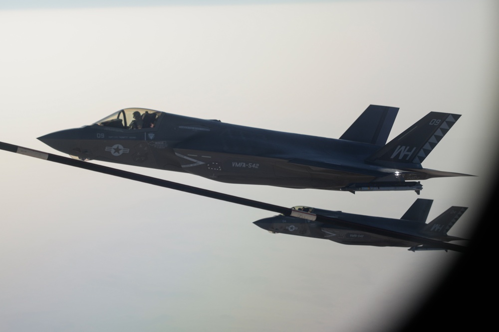 U.S. Marines with VMFA-542 conduct flight operations in the CENTCOM area of operation