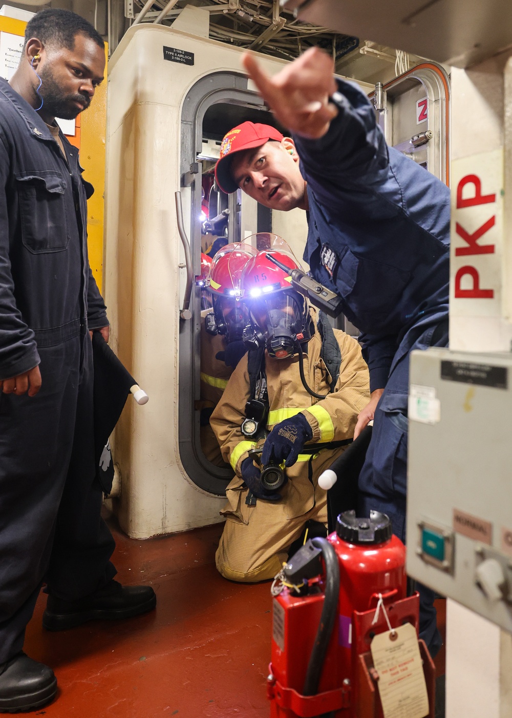 Damage Control Drill in Engineering Spaces aboard USS Paul Ignatius (DDG 117)