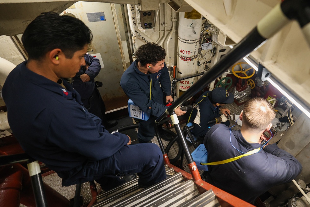 Damage Control Drill in Engineering Spaces aboard USS Paul Ignatius (DDG 117)