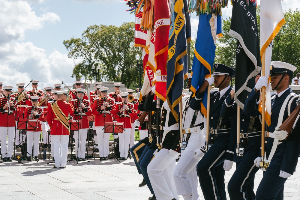 &quot;The President's Own' United States Marine Band Performs at the WWII Memorial for the 80th VJ Day Anniversary