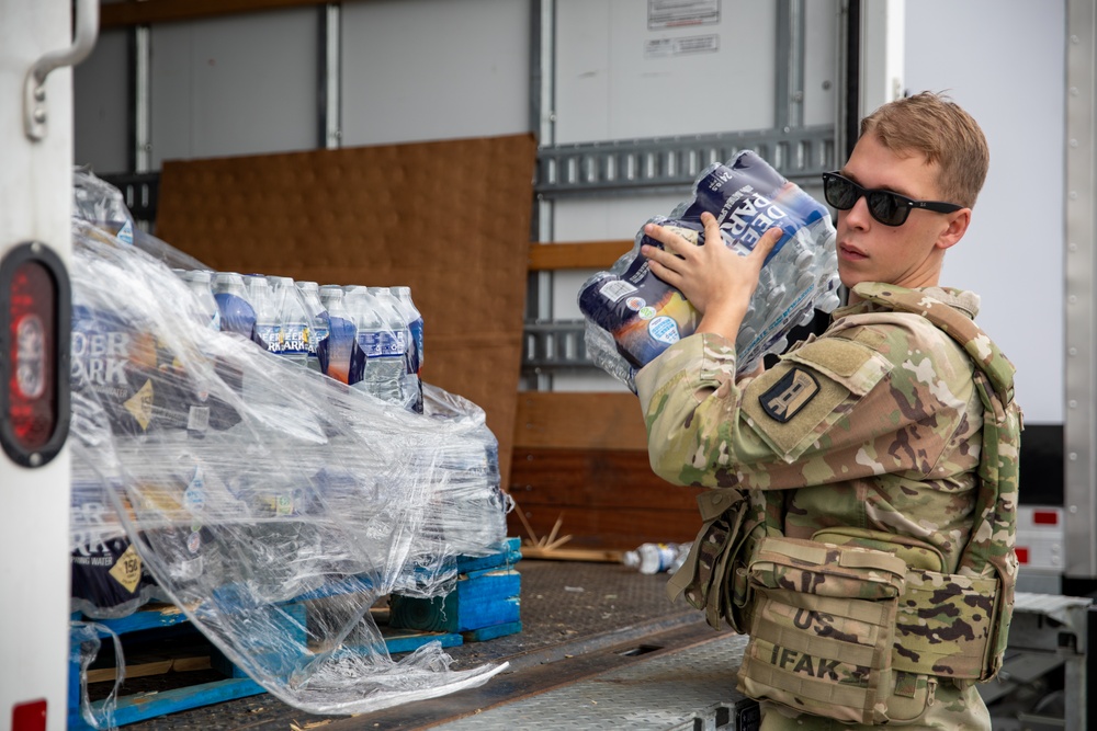 A Mississippi National Guard Soldier grabs water for Troops on patrol in Washington, D.C.