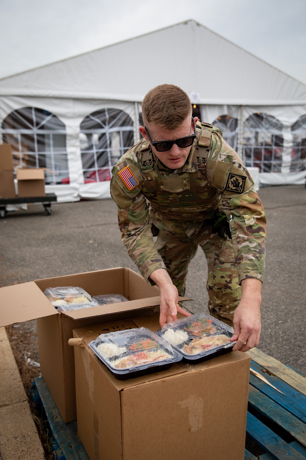 A Mississippi National Guard Soldier Counts Food for Troops on Patrol in Washington, D.C.