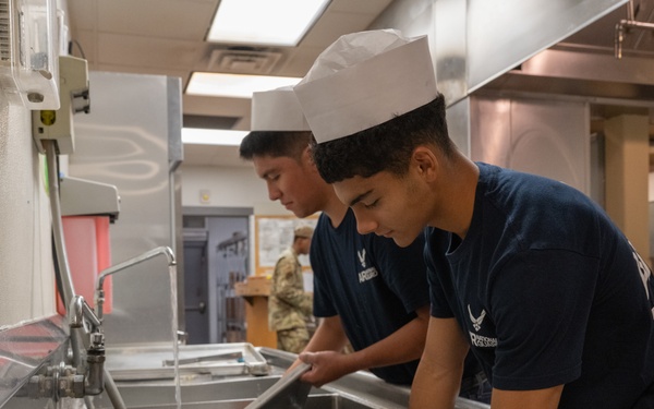 181st Force Support Squadron prepare and serve meals in DFAC