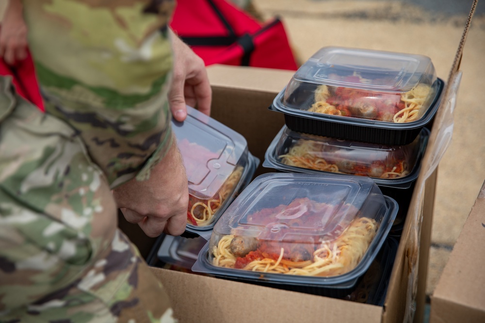 A Mississippi National Guard Soldier Counts Food for Troops on Patrol in Washington, D.C.