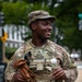 A Mississippi National Guard Soldier smiles while receiving food in Washington, D.C