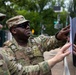 A Mississippi National Guard Soldier reviews meal distribution paperwork
