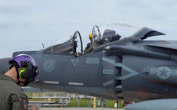 U.S. Marines with 2nd MAW and CLC-21 refuel Harriers