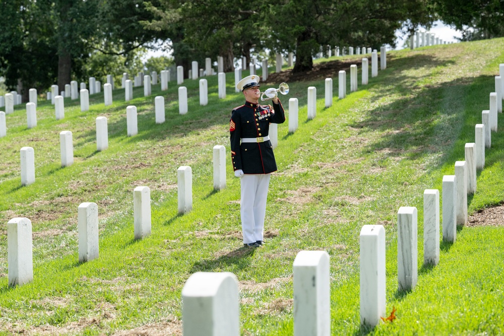 Military Funeral Honors are Conducted for U.S. Marine Corps Capt. Frederick Smith in Section 34