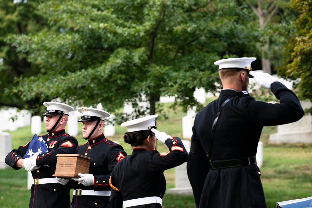 Military Funeral Honors are Conducted for U.S. Marine Corps Capt. Frederick Smith in Section 34