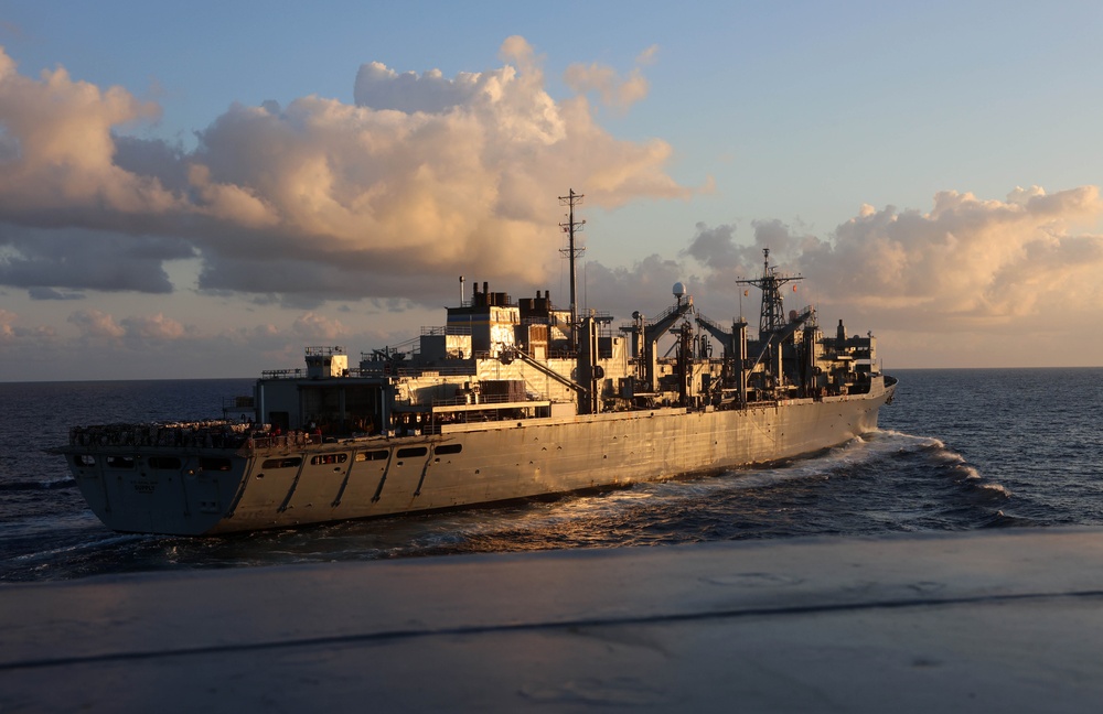 Carrier Strike Group (CSG) 12, USS Gerald R. Ford (CVN 78), USS Roosevelt (DDG 80) Participate in Replenishment-at-Sea in the Alboran Sea