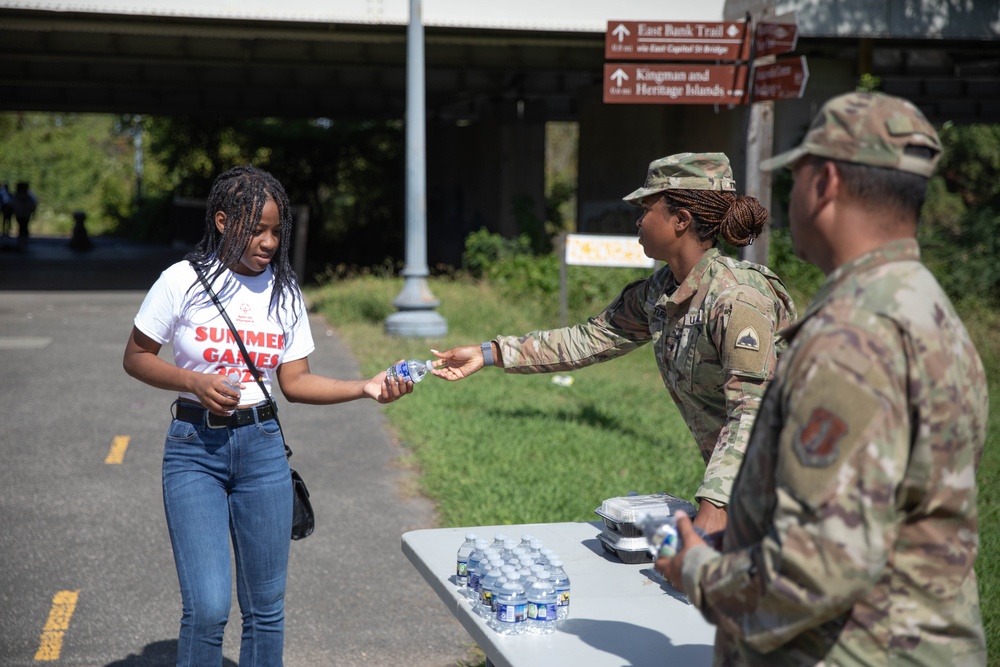 U.S. Service Members with the District of Columbia National Guard Help Volunteers at Special Olympics