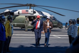 USS George H.W. Bush hosts President Donald J. Trump and First Lady Melania Trump during the Titans of the Sea Presidential Review celebrating the Navy’s 250th birthday.