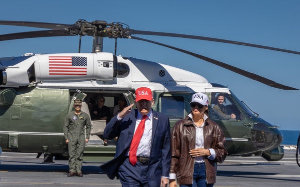 USS George H.W. Bush hosts President Donald J. Trump and First Lady Melania Trump during the Titans of the Sea Presidential Review celebrating the Navy’s 250th birthday.
