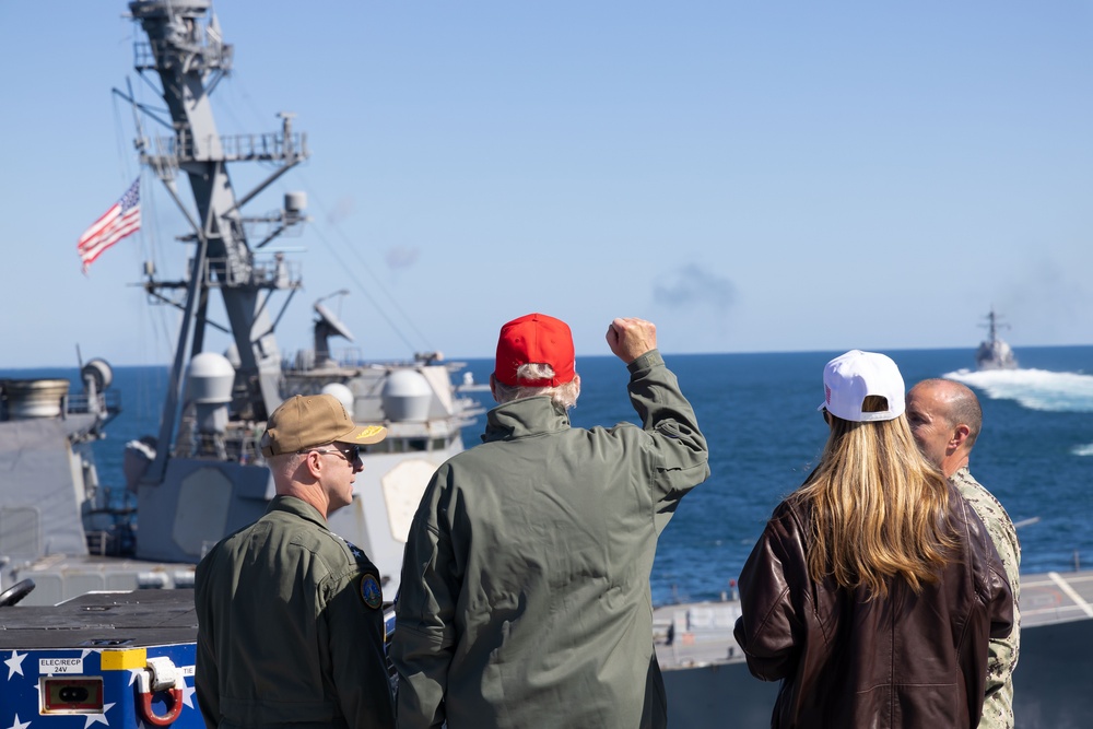 USS George H.W. Bush hosts President Donald J. Trump and First Lady Melania Trump during the Titans of the Sea Presidential Review celebrating the Navy’s 250th birthday.