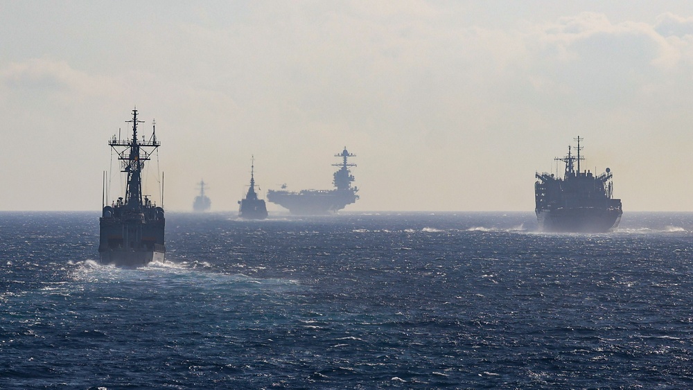 USS Paul Ignatius (DDG 117) joins the Gerald R. Ford (CVN 78) Carrier Strike Group through the Strait of Gibraltar