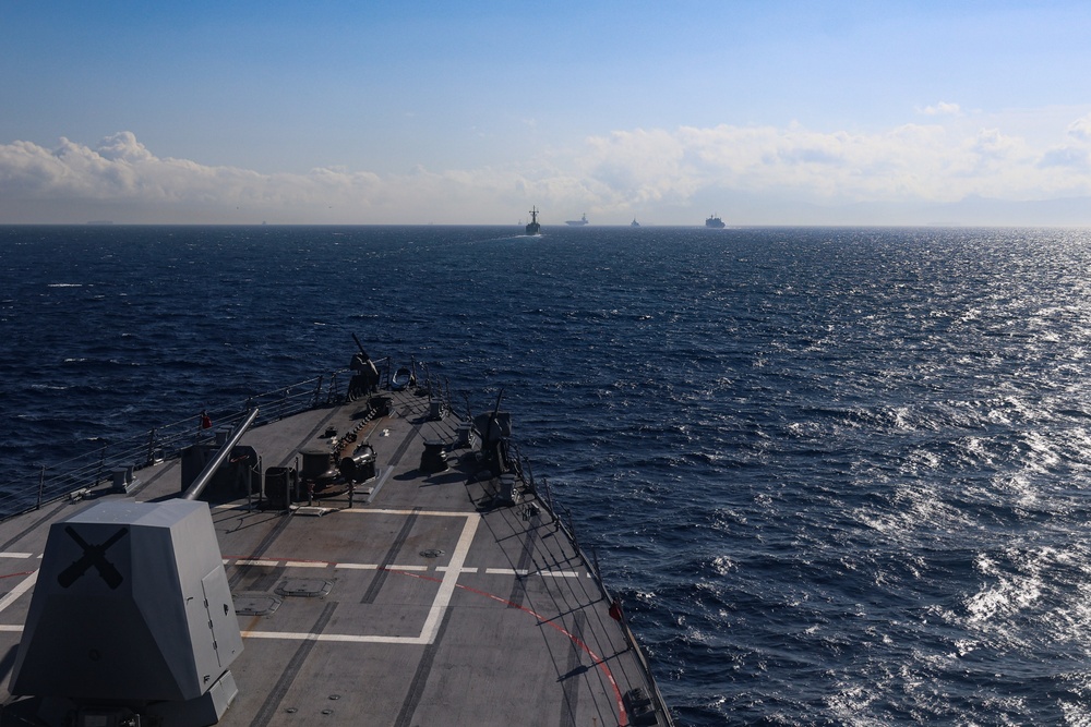 USS Paul Ignatius (DDG 117) joins the Gerald R. Ford (CVN 78) Carrier Strike Group through the Strait of Gibraltar