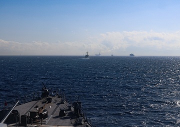USS Paul Ignatius (DDG 117) joins the Gerald R. Ford (CVN 78) Carrier Strike Group through the Strait of Gibraltar