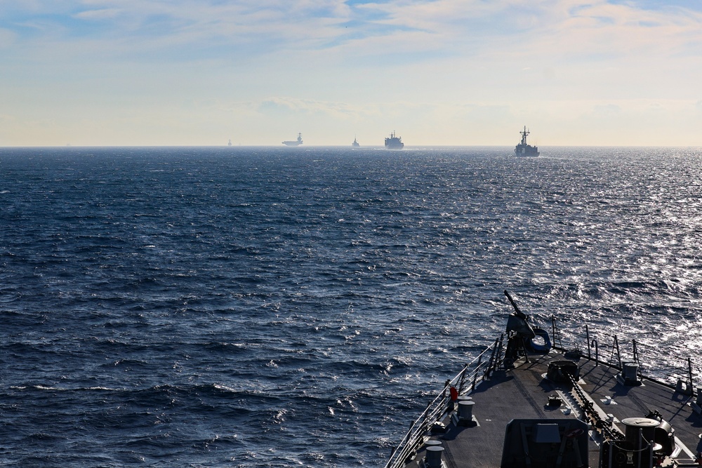 USS Paul Ignatius (DDG 117) joins the Gerald R. Ford (CVN 78) Carrier Strike Group through the Strait of Gibraltar