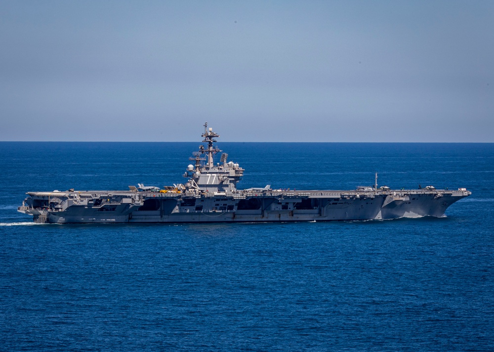 USS George H.W. Bush hosts President Donald J. Trump and First Lady Melania Trump during the Titans of the Sea Presidential Review celebrating the Navy’s 250th birthday.