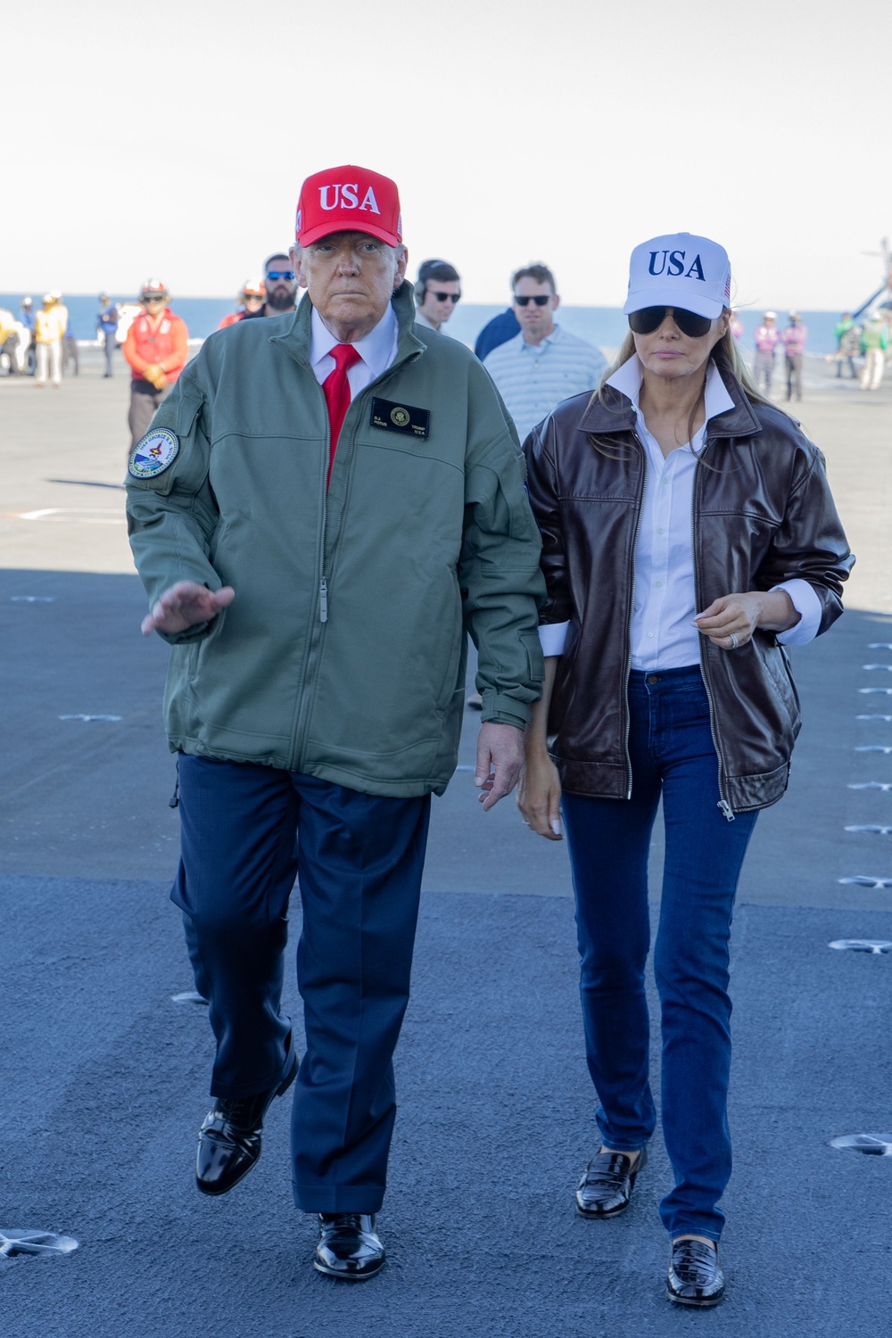 USS George H.W. Bush hosts President Donald J. Trump and First Lady Melania Trump during the Titans of the Sea Presidential Review celebrating the Navy’s 250th birthday.