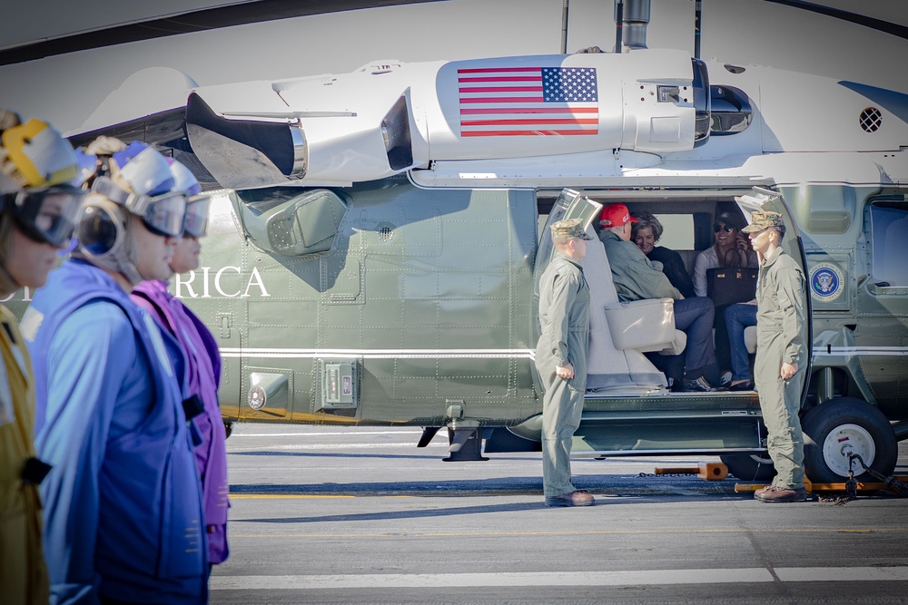 USS George H.W. Bush hosts President Donald J. Trump and First Lady Melania Trump during the Titans of the Sea Presidential Review celebrating the Navy’s 250th birthday.