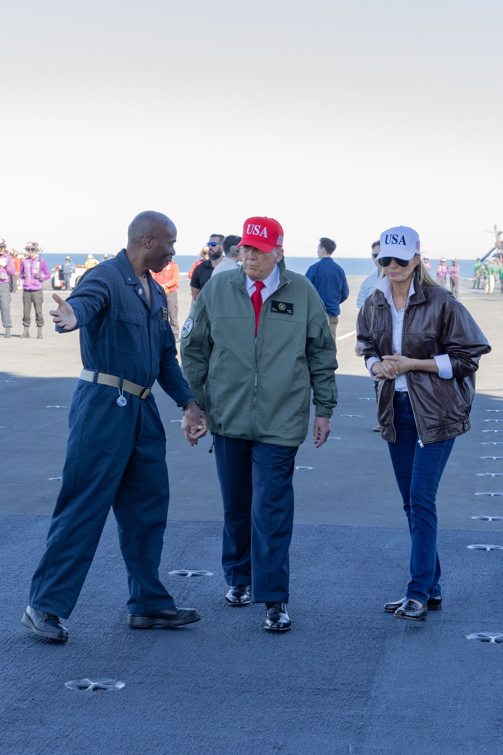 USS George H.W. Bush hosts President Donald J. Trump and First Lady Melania Trump during the Titans of the Sea Presidential Review celebrating the Navy’s 250th birthday.