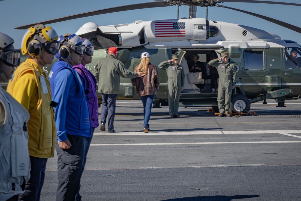USS George H.W. Bush hosts President Donald J. Trump and First Lady Melania Trump during the Titans of the Sea Presidential Review celebrating the Navy’s 250th birthday.