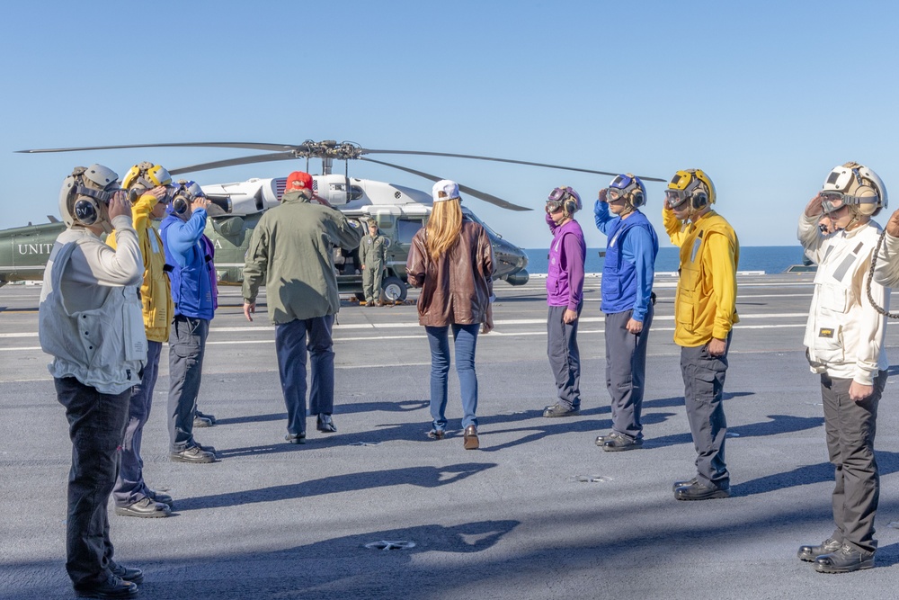 USS George H.W. Bush hosts President Donald J. Trump and First Lady Melania Trump during the Titans of the Sea Presidential Review celebrating the Navy’s 250th birthday.