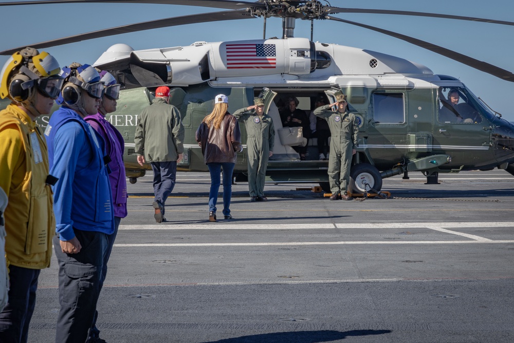 USS George H.W. Bush hosts President Donald J. Trump and First Lady Melania Trump during the Titans of the Sea Presidential Review celebrating the Navy’s 250th birthday.