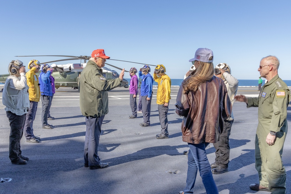 USS George H.W. Bush hosts President Donald J. Trump and First Lady Melania Trump during the Titans of the Sea Presidential Review celebrating the Navy’s 250th birthday.