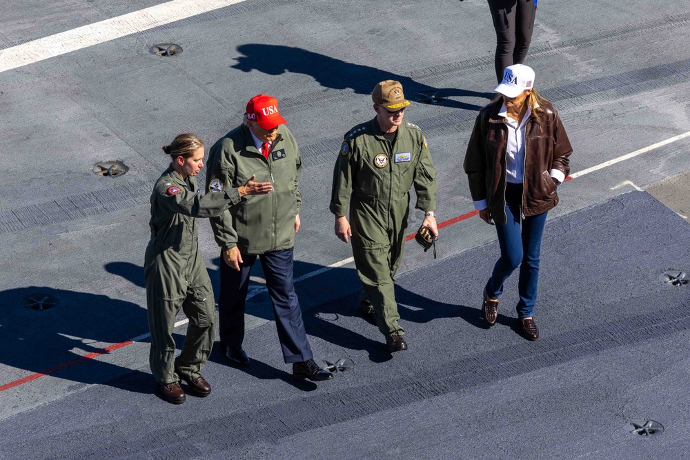 USS George H.W. Bush hosts President Donald J. Trump and First Lady Melania Trump during the Titans of the Sea Presidential Review celebrating the Navy’s 250th birthday.