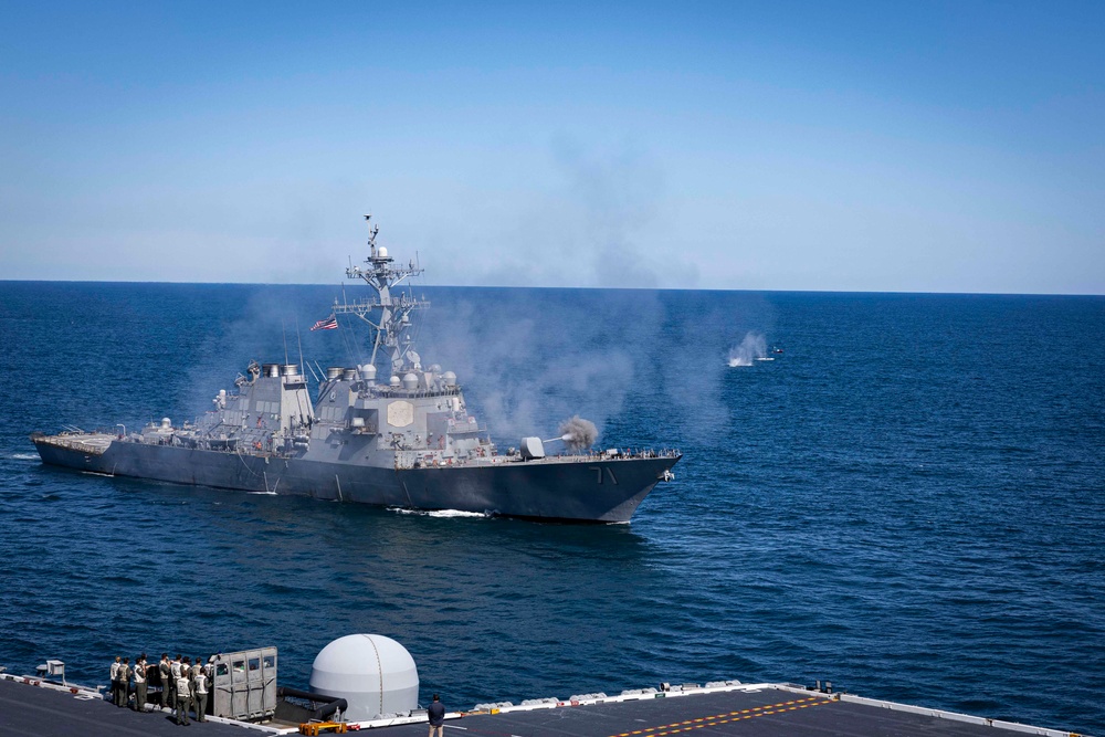 USS George H.W. Bush participates in the Titans of the Sea Presidential Review celebrating the Navy’s 250th birthday.