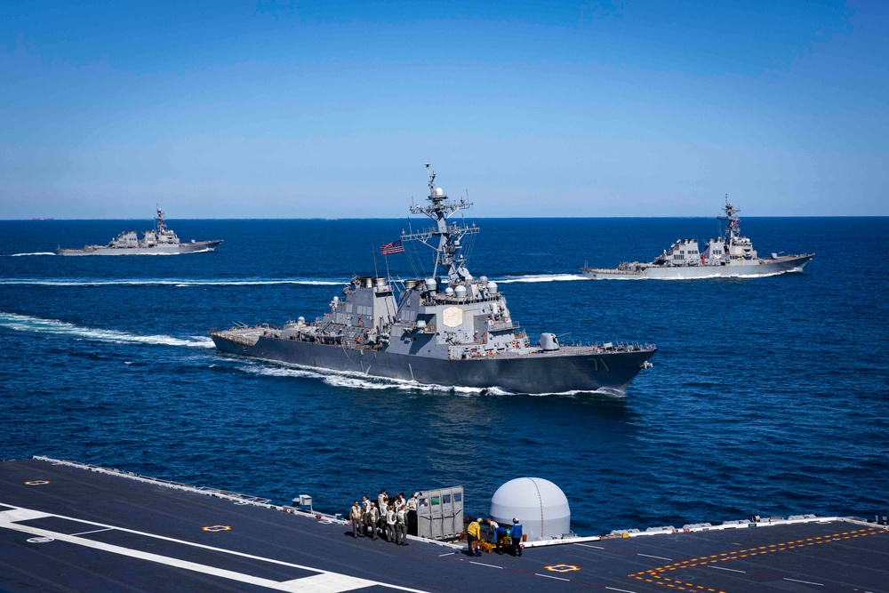 USS George H.W. Bush participates in the Titans of the Sea Presidential Review celebrating the Navy’s 250th birthday.