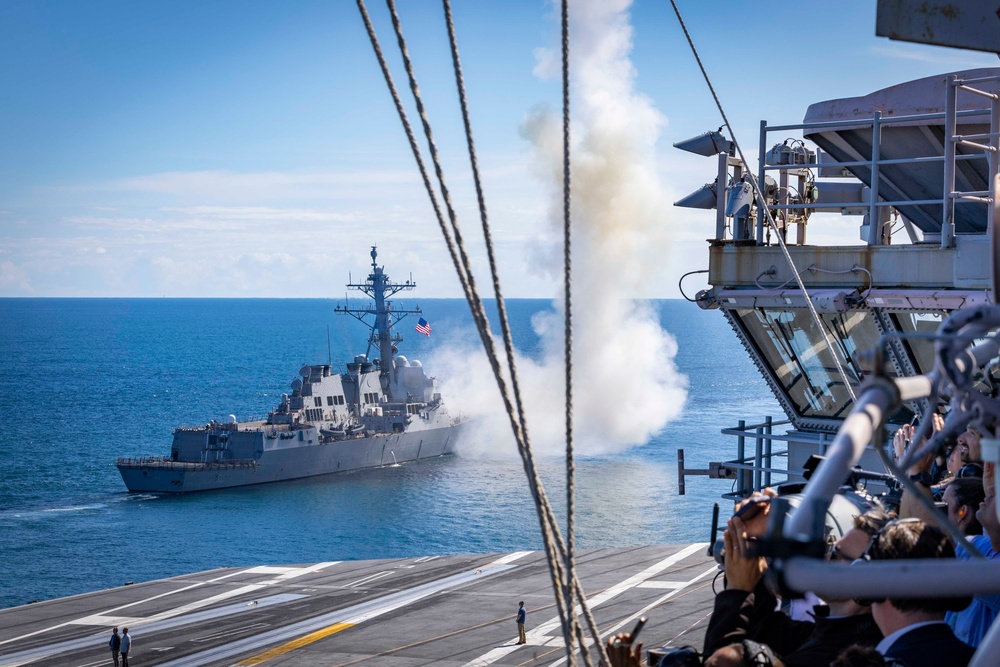 USS George H.W. Bush participates in the Titans of the Sea Presidential Review celebrating the Navy’s 250th birthday.