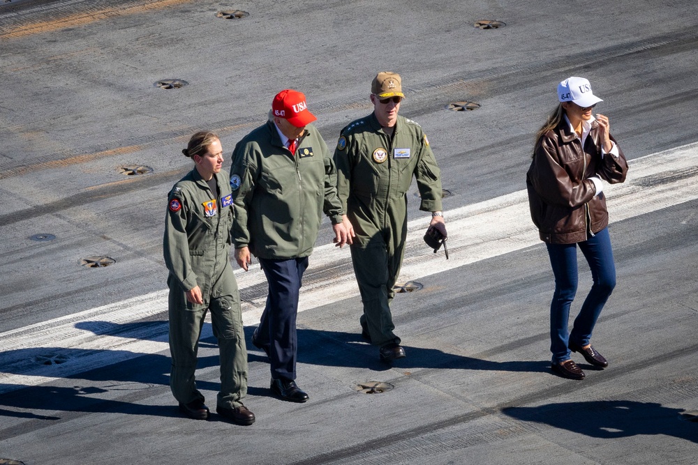 USS George H.W. Bush hosts President Donald J. Trump and First Lady Melania Trump during the Titans of the Sea Presidential Review celebrating the Navy’s 250th birthday.