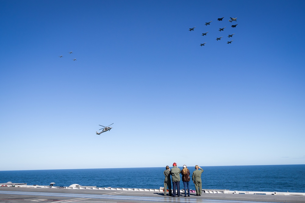 USS George H.W. Bush hosts President Donald J. Trump and First Lady Melania Trump during the Titans of the Sea Presidential Review celebrating the Navy’s 250th birthday.