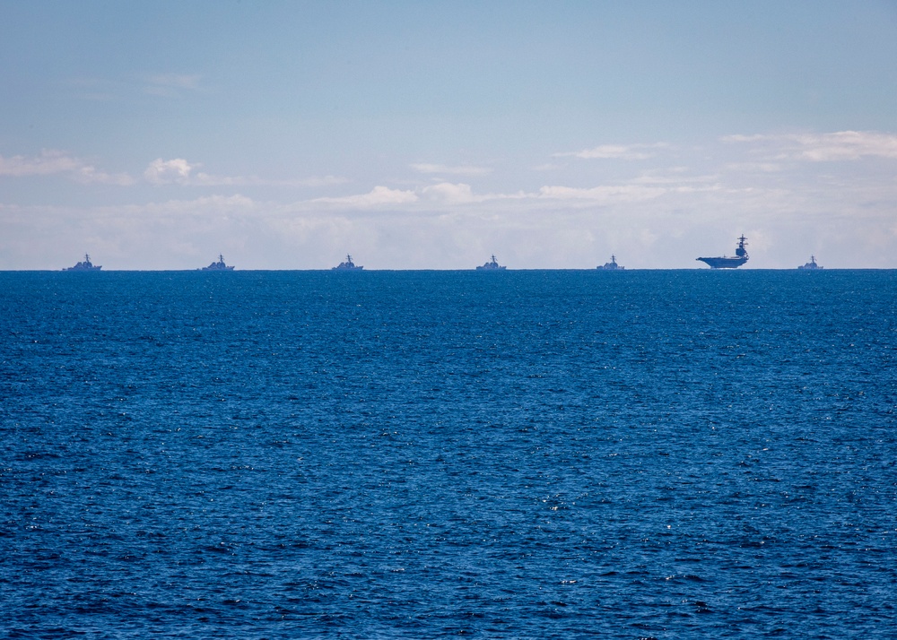 USS George H.W. Bush participates in the Titans of the Sea Presidential Review celebrating the Navy’s 250th birthday.