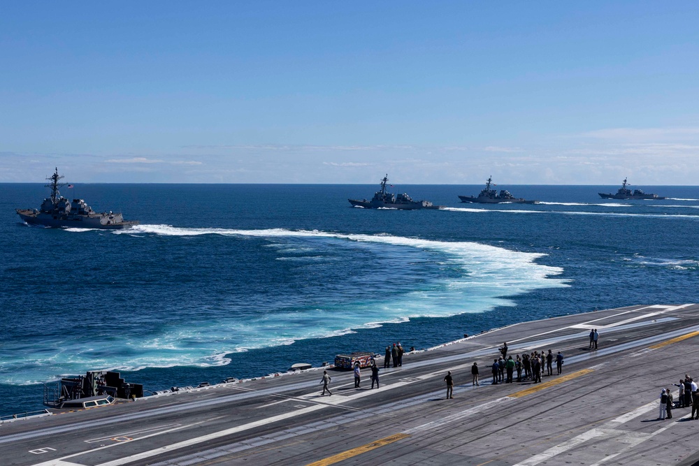 USS George H.W. Bush participates in the Titans of the Sea Presidential Review celebrating the Navy’s 250th birthday.