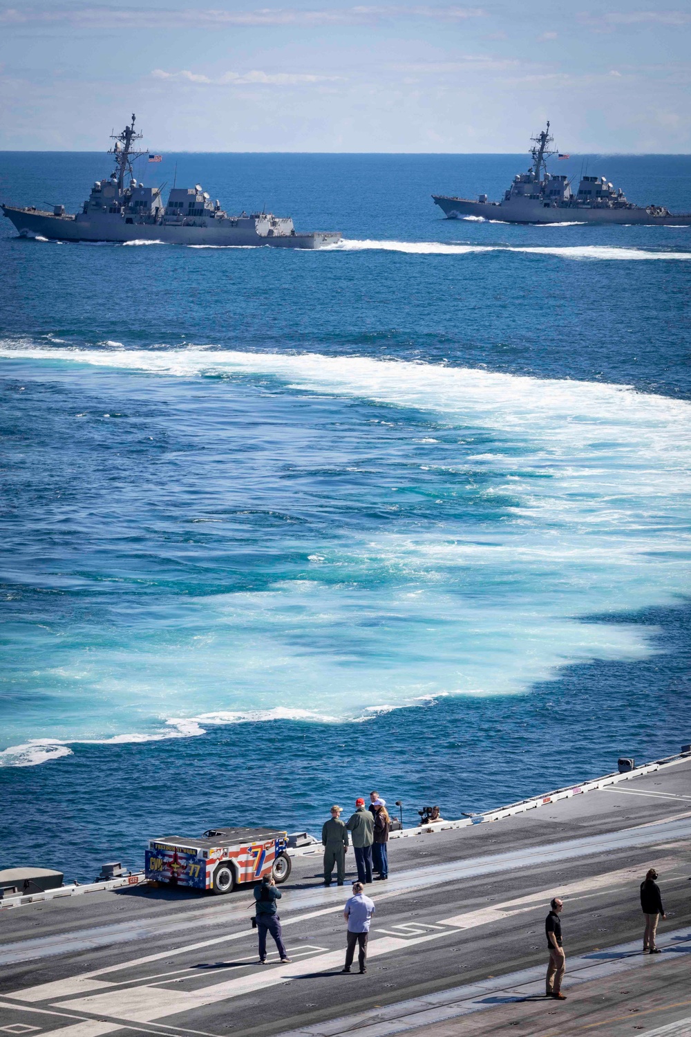 USS George H.W. Bush hosts President Donald J. Trump and First Lady Melania Trump during the Titans of the Sea Presidential Review celebrating the Navy’s 250th birthday.