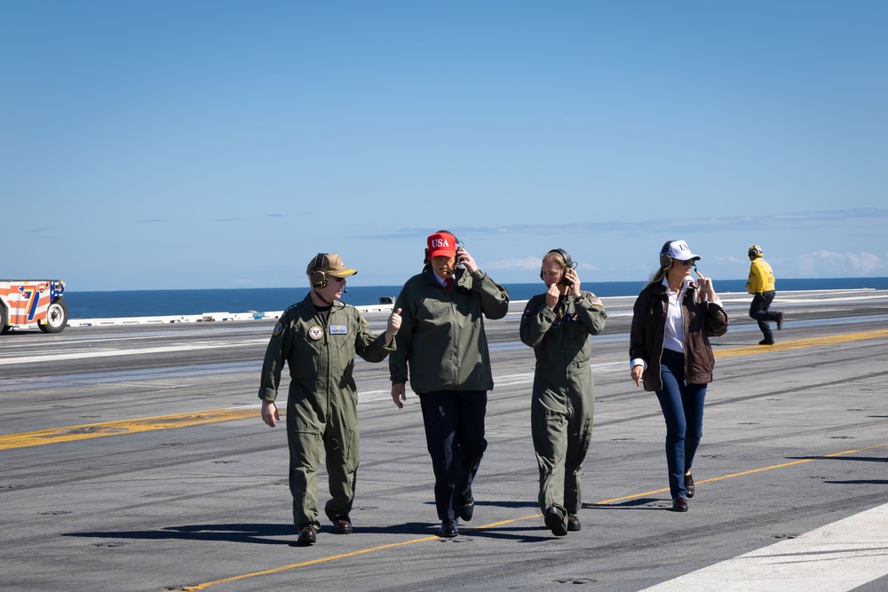 USS George H.W. Bush Flight OperationsUSS George H.W. Bush hosts President Donald J. Trump and First Lady Melania Trump during the Titans of the Sea Presidential Review celebrating the Navy’s 250th birthday.