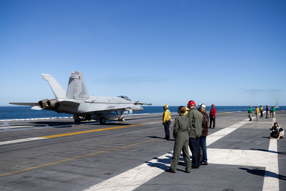 USS George H.W. Bush hosts President Donald J. Trump and First Lady Melania Trump during the Titans of the Sea Presidential Review celebrating the Navy’s 250th birthday.