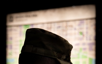 A Mississippi National Guard Soldier patrols the Washington Metro