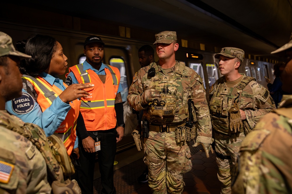 Mississippi National Guard Troops assist WMATA police while on patrol in the Washington Metro