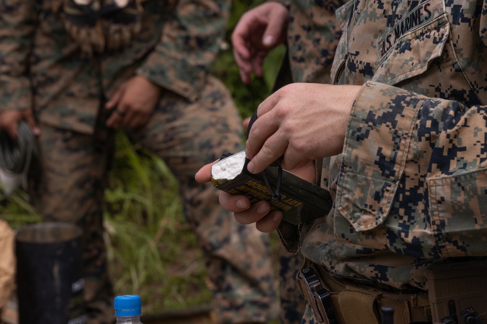 U.S. Marines with 9th Engineer Support Battalion conduct explosive ordinance disposal training for Resolute Dragon 25