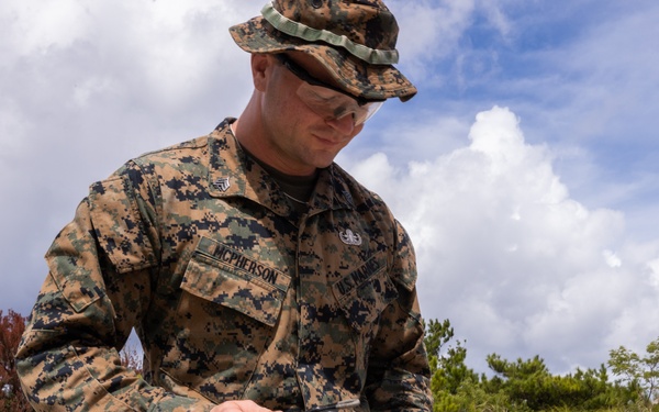 U.S. Marines with 9th Engineer Support Battalion conduct explosive ordinance disposal training for Resolute Dragon 25 