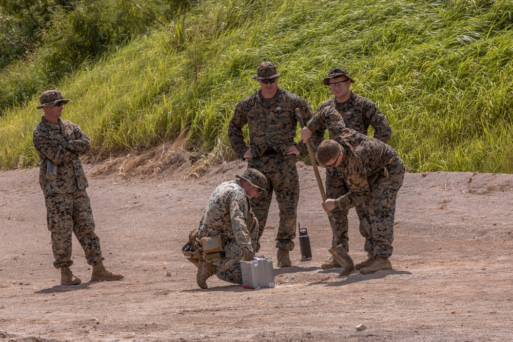 U.S. Marines with 9th Engineer Support Battalion conduct explosive ordinance disposal training for Resolute Dragon 25  